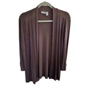 Chico's Travelers Open Front Taupe Cardigan Women's Sz L (2)